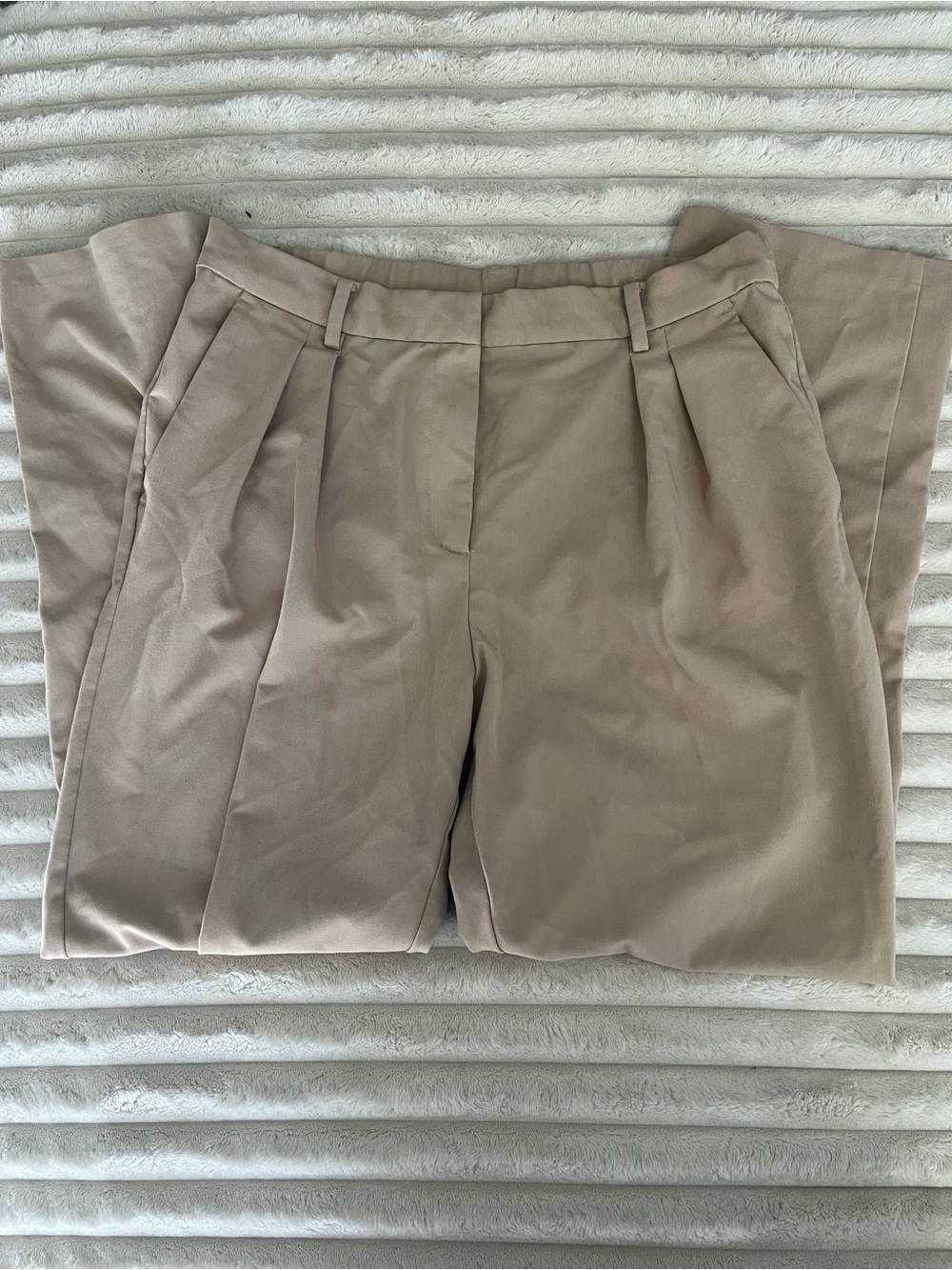 UN AVAILABLE H&M Straight Leg Pants in Light Taupe